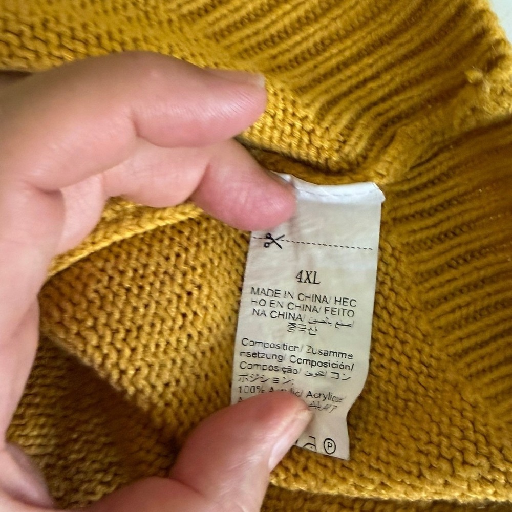 Fair Isle Mustard Yellow Button‎ Front Cardigan Sweater Hearts Diamonds 4XL - Picture 3 of 3